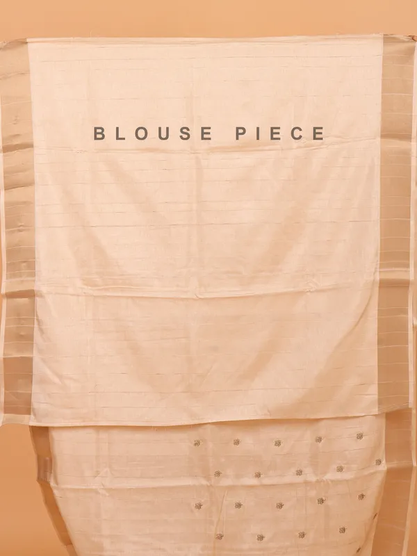 Cream semi cotton silk printed saree