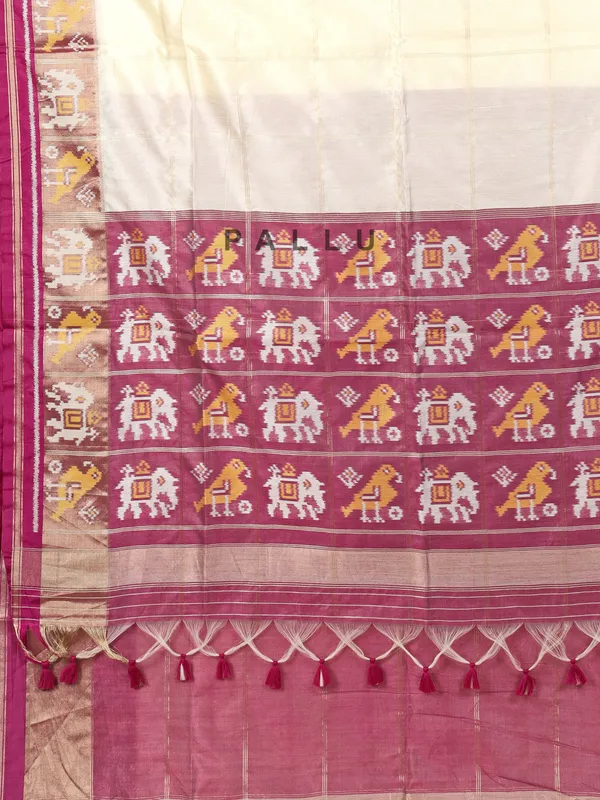 Cream semi cotton silk zari weaving saree