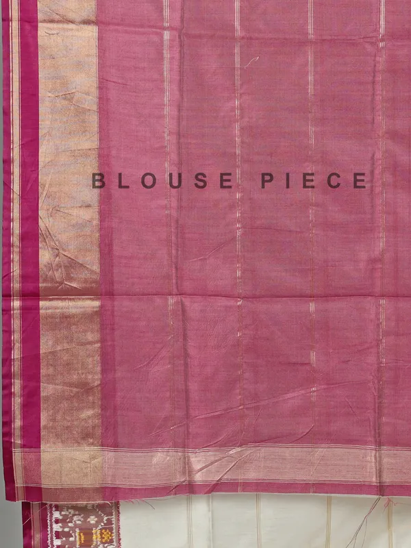 Cream semi cotton silk zari weaving saree