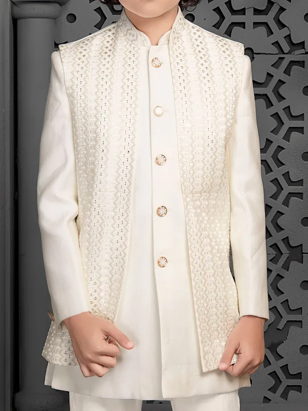 Cream shining indo western for boys