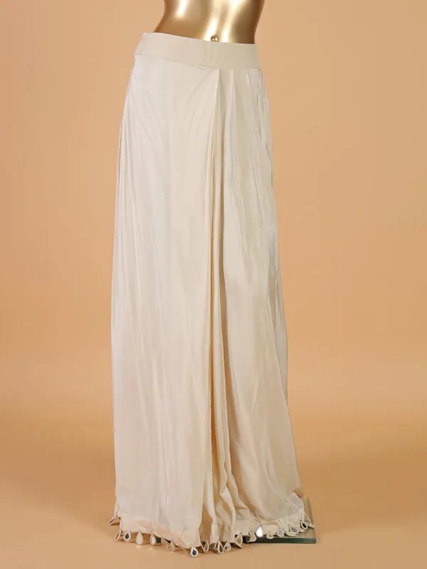 Cream silk designer ready to wear saree