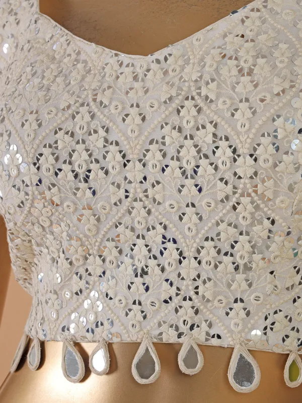 Cream silk designer ready to wear saree