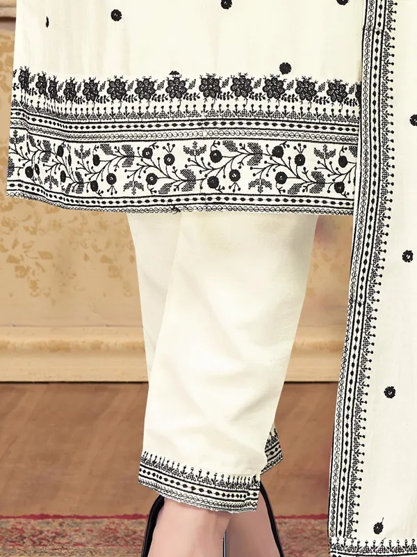 Cream silk festive wear salwar suit