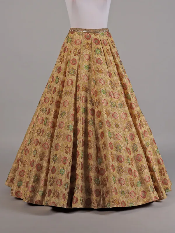 Cream silk lehenga choli for any special ocassion