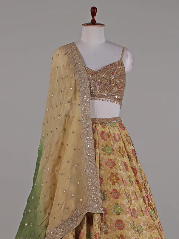 Cream silk lehenga choli for any special ocassion