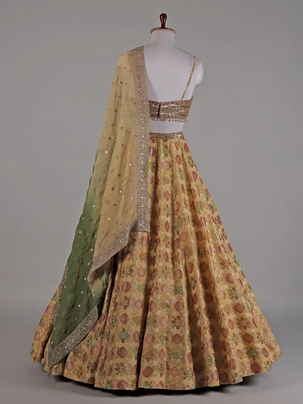 Cream silk lehenga choli for any special ocassion