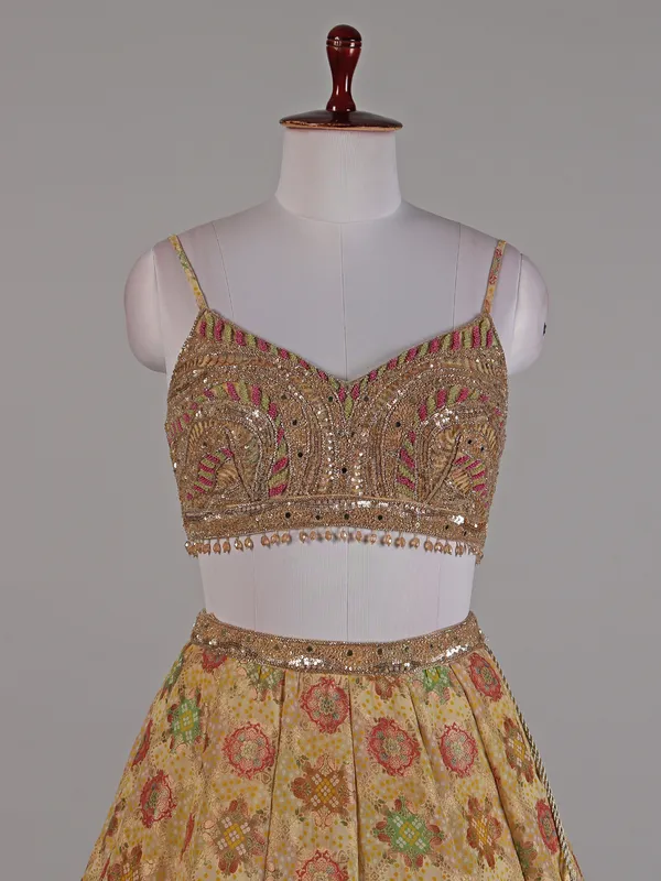 Cream silk lehenga choli for any special ocassion