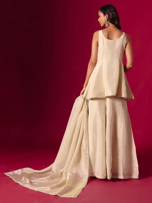 Cream silk mirror and gota palazzo suit