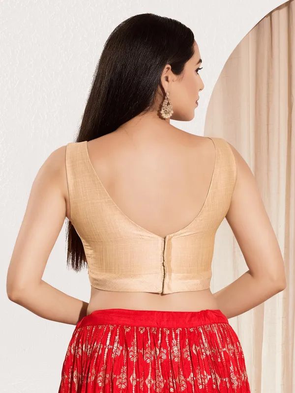 Cream silk ready made blouse in zari weaving