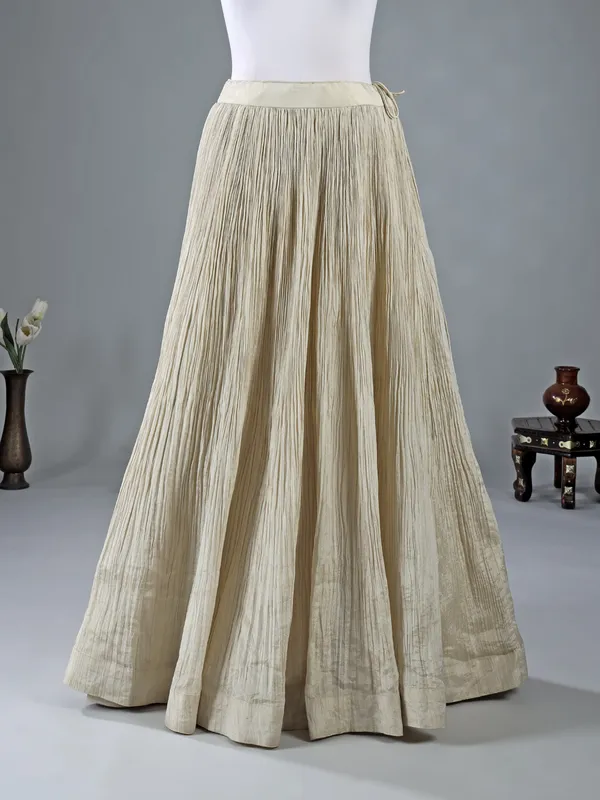 Cream silk thread weaving lehenga suit