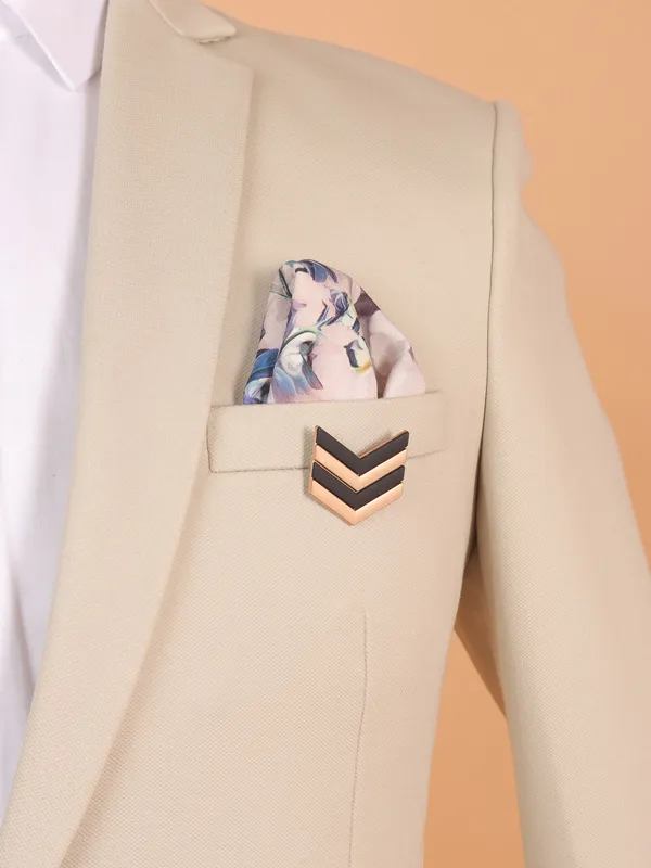 Cream terry rayon for men in solid pattern