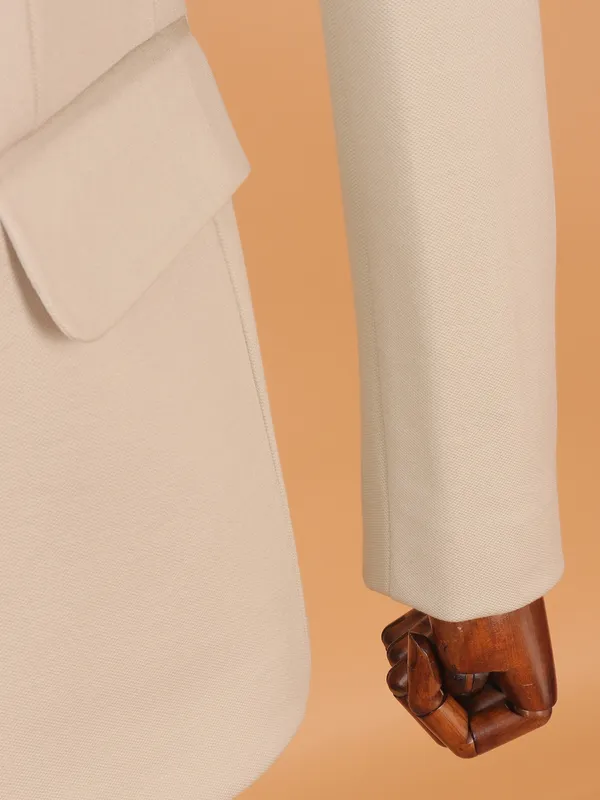 Cream terry rayon for men in solid pattern