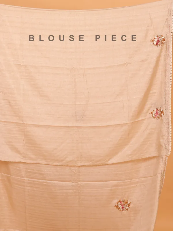 Cream thread weaving saree in semi cotton silk