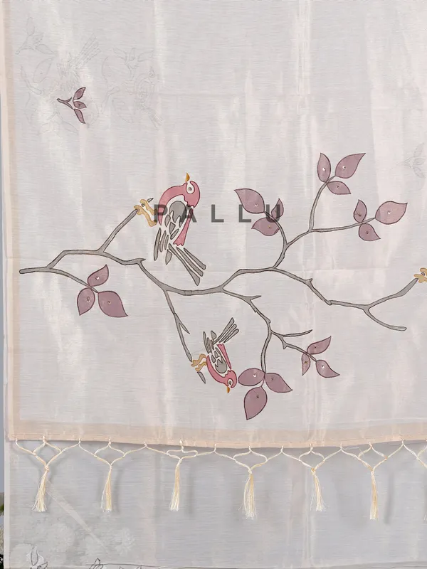 Cream tissue saree with threaded elegance