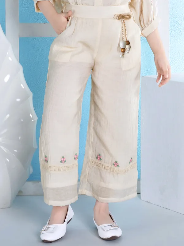 Cream tissue silk co ord set for festivals