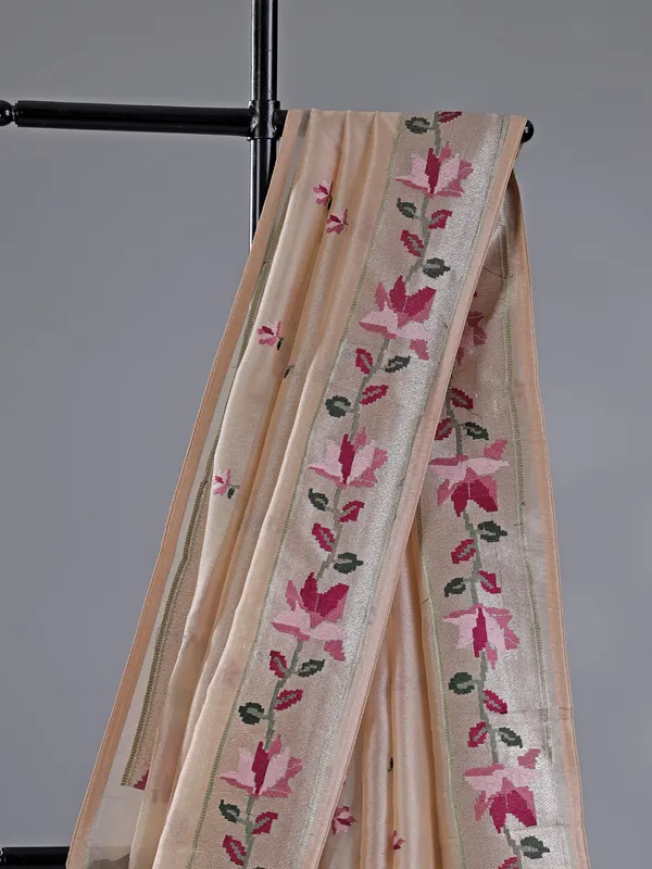 Cream tissue silk saree for weddings