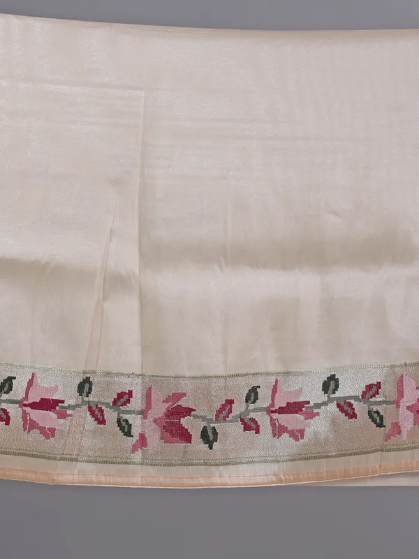 Cream tissue silk saree for weddings