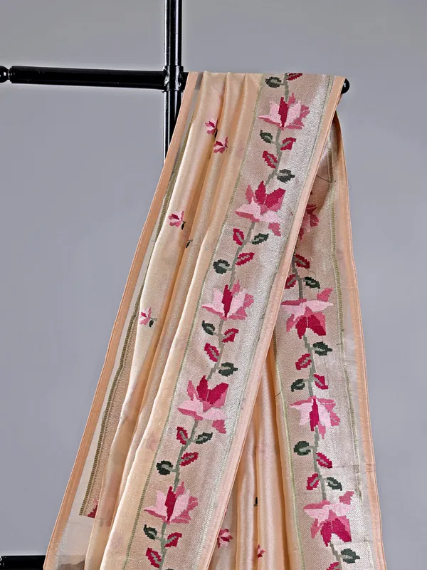Cream tissue silk saree for weddings