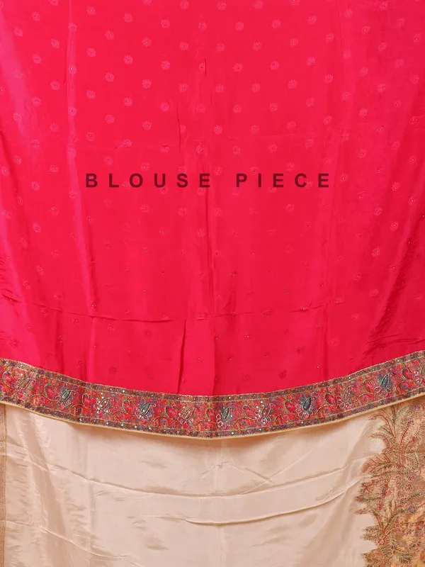 Cream wedding wear saree in zari weaving