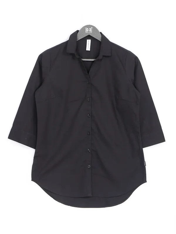Crimsoune Club black cotton plain shirt