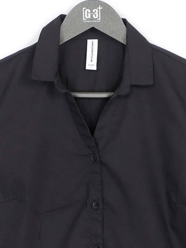 Crimsoune Club black cotton plain shirt