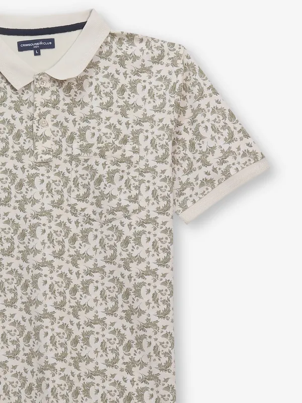 CRIMSONE CLUB cream printed cotton t-shirt