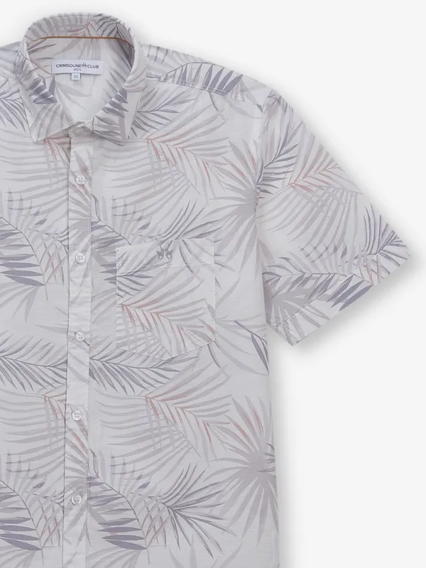 CRIMSONE CLUB grey printed cotton shirt