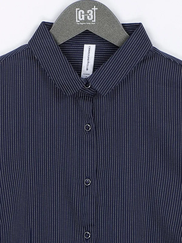 Crimsoune Club navy cotton stripe shirt