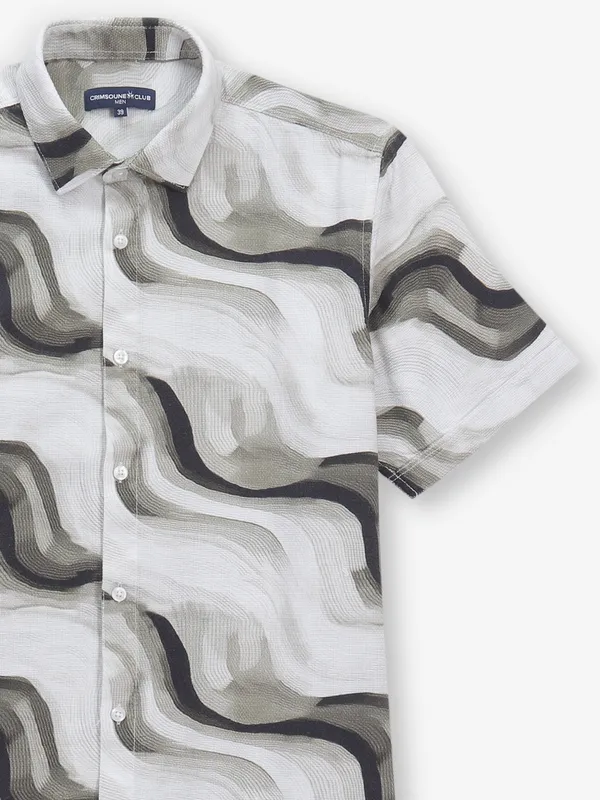CRIMSONE CLUB off-white cotton printed shirt