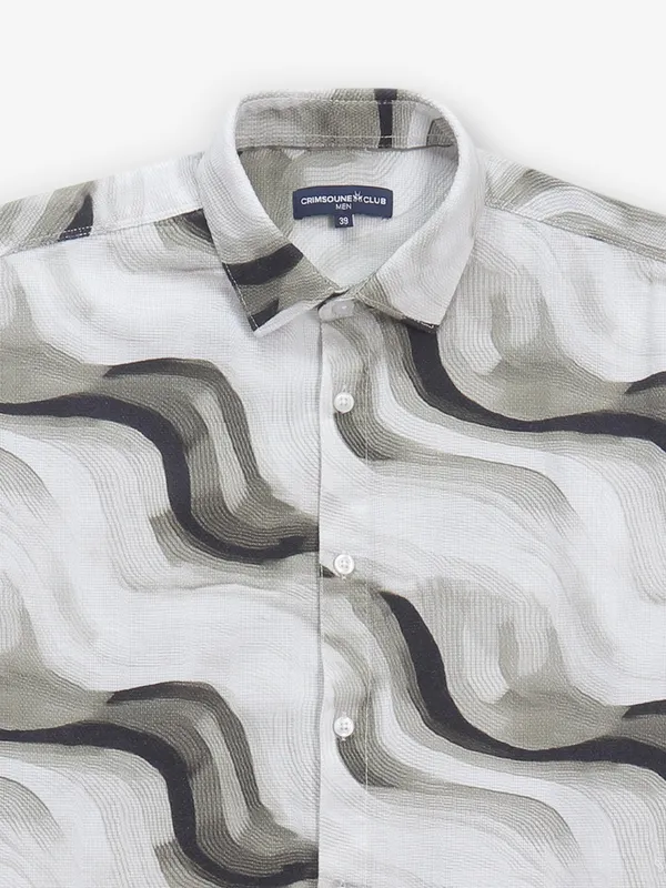 CRIMSONE CLUB off-white cotton printed shirt