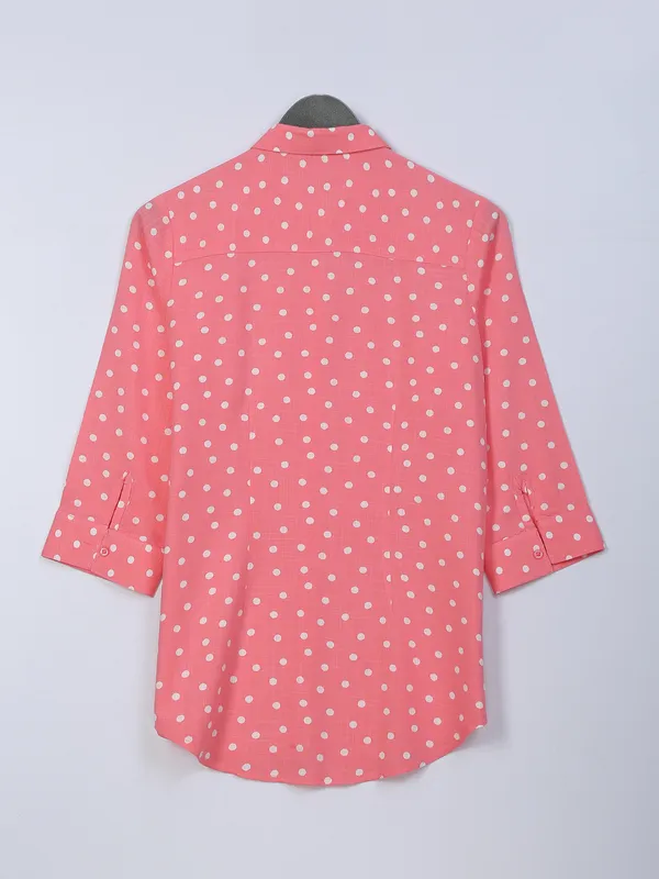 Crimsoune Club peach printed cotton shirt