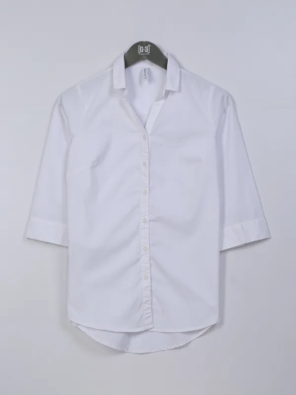 Crimsoune Club white cotton plain shirt