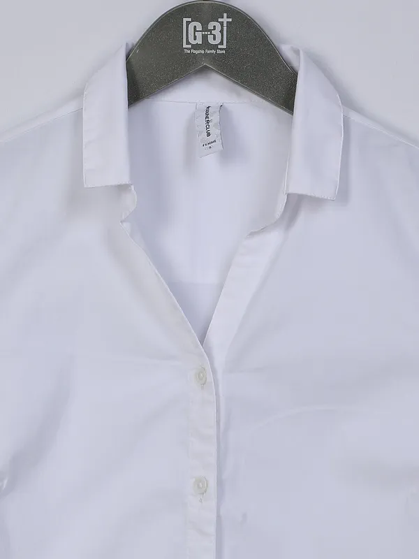 Crimsoune Club white cotton plain shirt