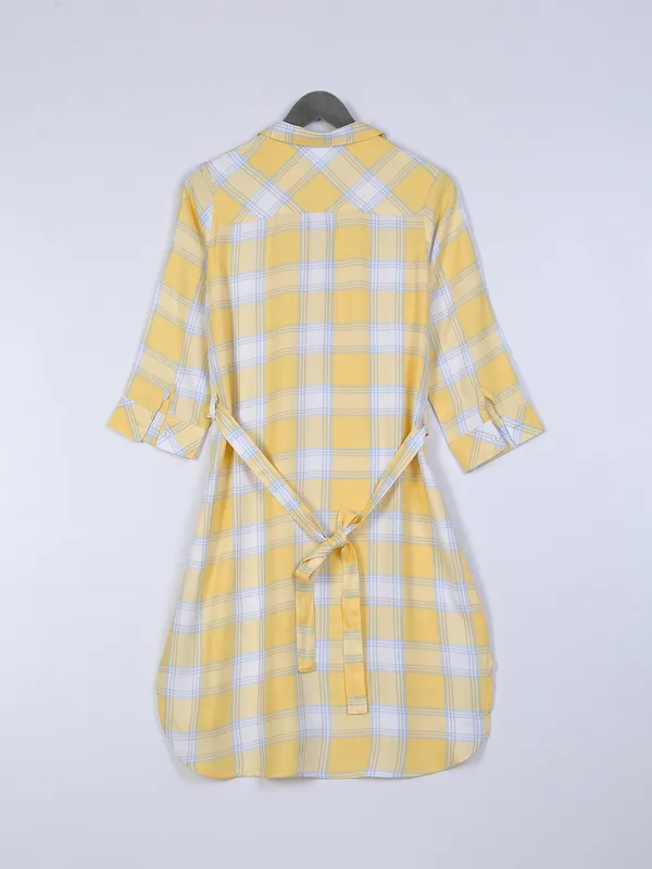 Crimsoune Club yellow cotton checks shirt