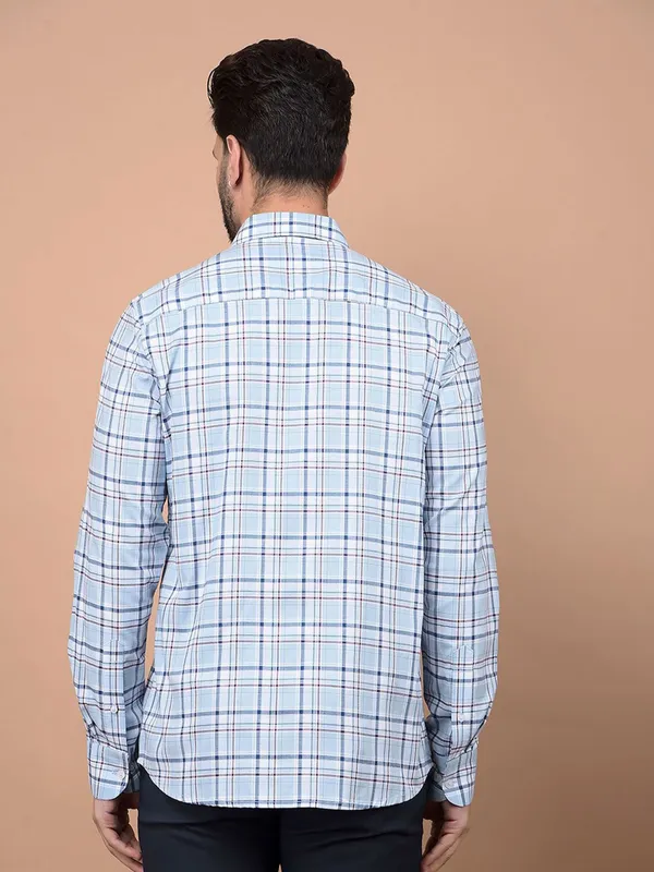 CRIMSOUNE CLUB aqua blue slim fit shirt