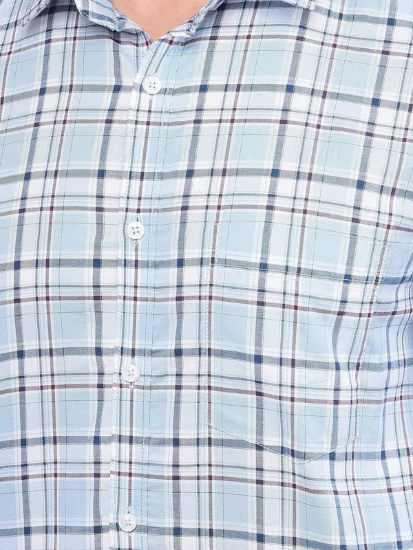 CRIMSOUNE CLUB aqua blue slim fit shirt