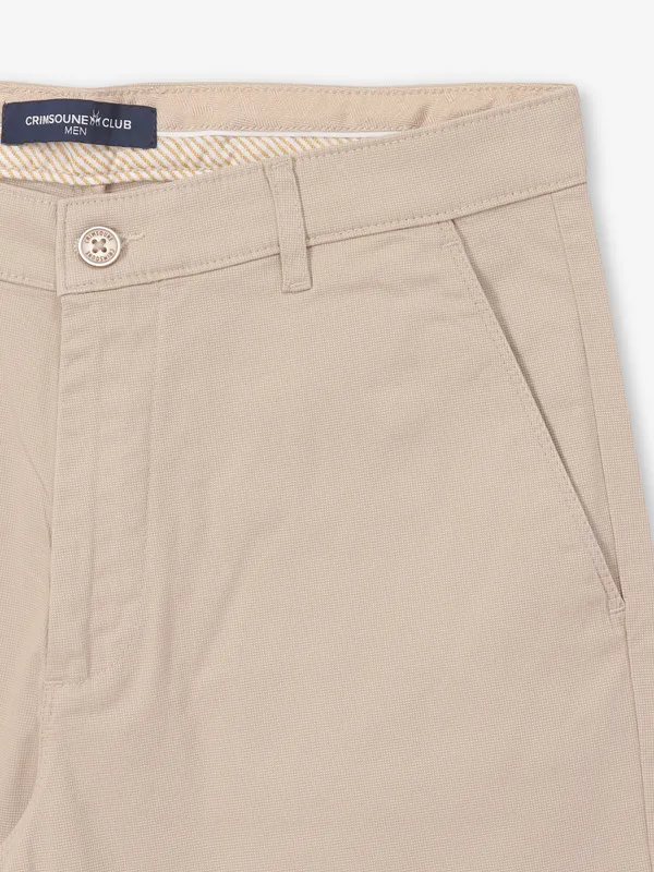 CRIMSOUNE CLUB beige cotton straight fit multi pocket men trouser