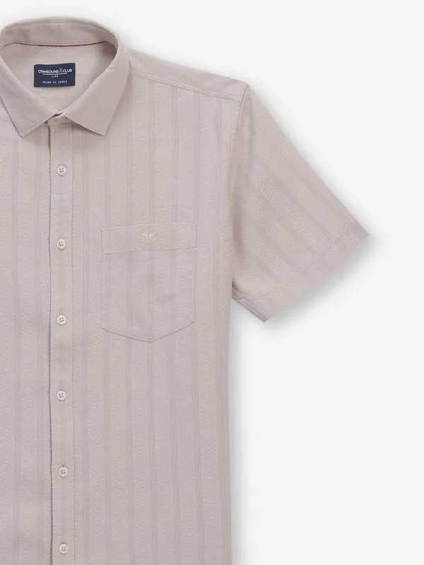CRIMSOUNE CLUB beige cotton textured shirt