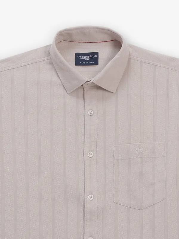 CRIMSOUNE CLUB beige cotton textured shirt