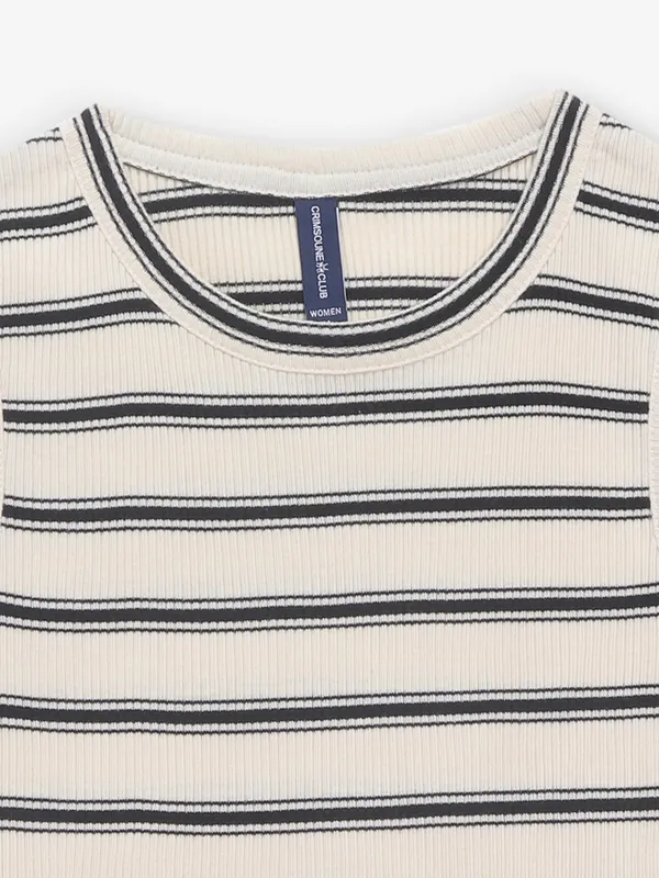 CRIMSOUNE CLUB beige knitted top