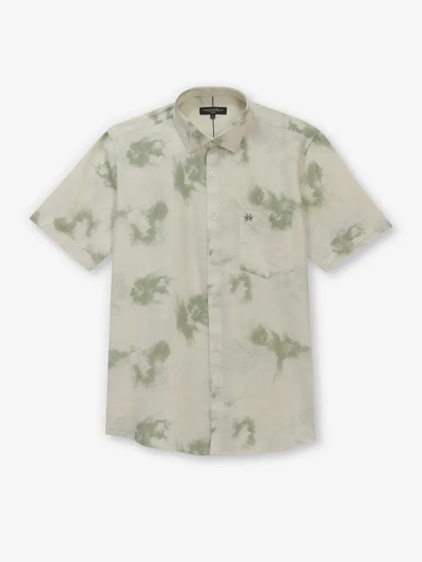 CRIMSOUNE CLUB beige printed cotton shirt