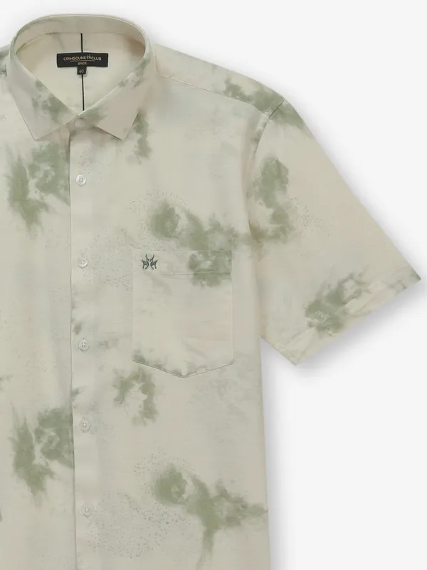CRIMSOUNE CLUB beige printed cotton shirt