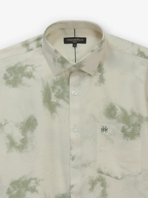 CRIMSOUNE CLUB beige printed cotton shirt