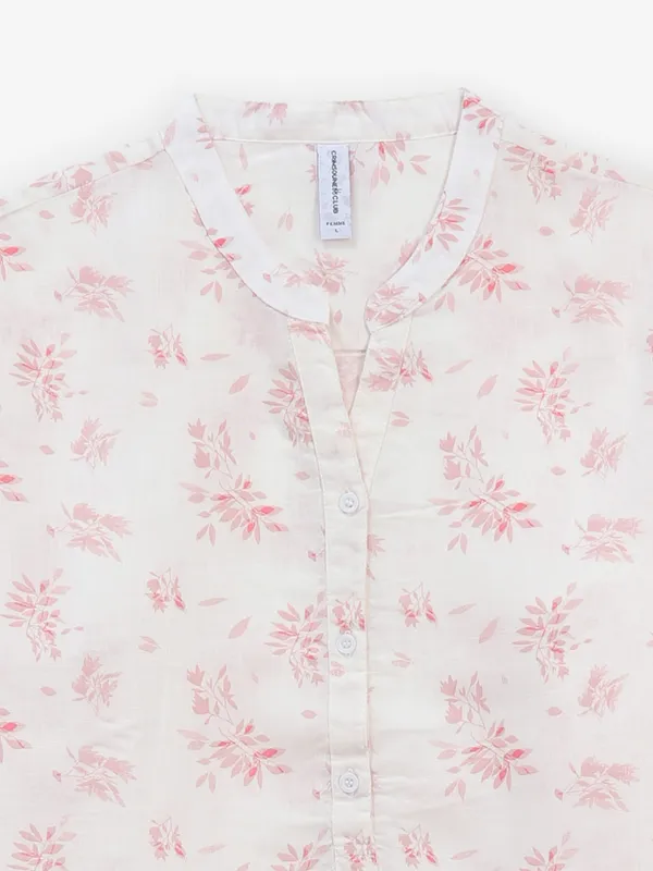 CRIMSOUNE CLUB beige printed cotton top