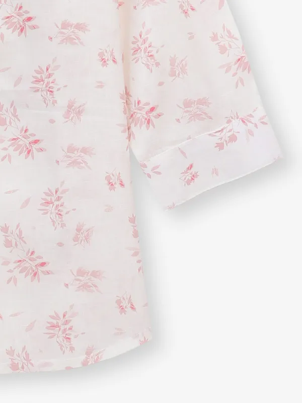 CRIMSOUNE CLUB beige printed cotton top