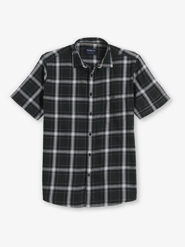 CRIMSOUNE CLUB black checks casual shirt