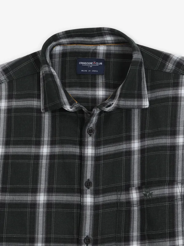 CRIMSOUNE CLUB black checks casual shirt