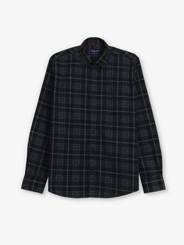CRIMSOUNE CLUB black checks cotton shirt