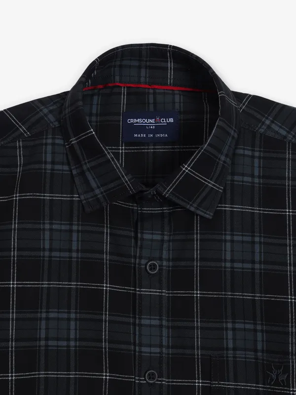 CRIMSOUNE CLUB black checks cotton shirt