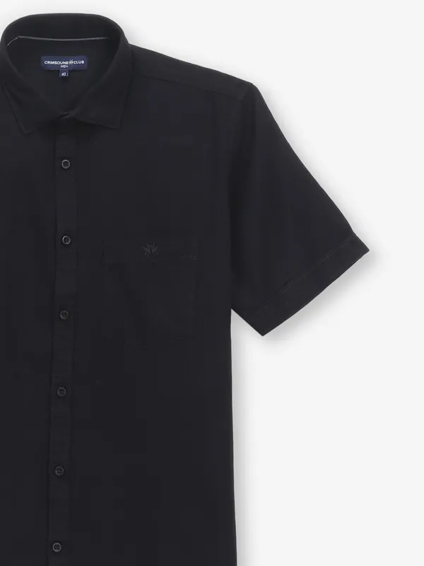 CRIMSOUNE CLUB black cotton slim fit shirt